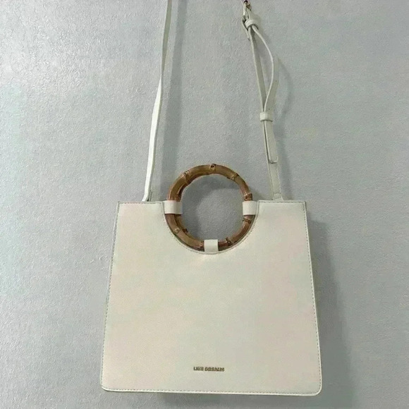Like dream bamboo handle cross body strap handbag white and beige leather - Picture 3 of 7